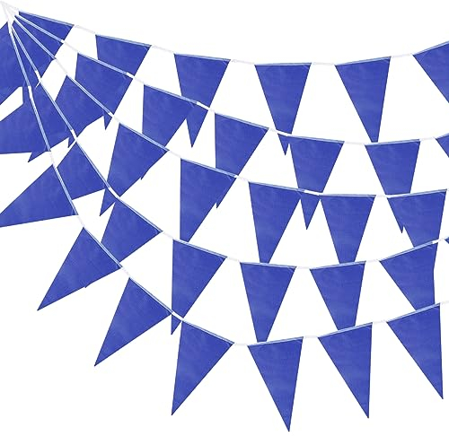 QUARKZMAN 5 Stk 50 Füße Blau Wimpel Banner Fahnen Schnur Dreieck Hängende Dreieck Wimpel Fahnen für Festtag Hochzeit Geburtstag Party Dekorationen