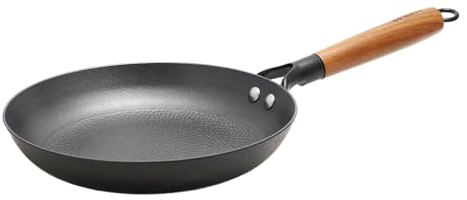lätt Home Sartén Hierro Fundido Antiadherente 24 cm Diámetro Aptos para Cocina de Inducción Vitrocerámica Gas Horno Parrilla Lavavajillas - Mango Madera Acacia Removible - Libre de PFOA