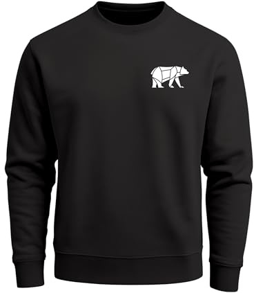 Neverless® Sweatshirt Herren Print Aufdruck Bär Polygon Design Wander Outdoor Rundhals-Pullover Fashion Streetwear