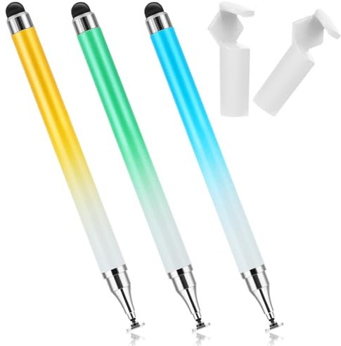 JIEYAO Lot de 3 stylets 2 en 1 pour écrans tactiles, stylet double extrémité en gel de silicone haute sensibilité compatible avec smartphones et tablettes, tous les appareils à écran tactile