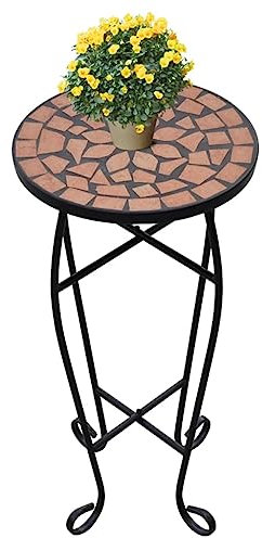 SDWEHO7 Pflanzentreppe, Mosaik-Tischplatte, Beistelltisch, Blumenregal, Pflanzenständer, Pflanzenregal, Blumenständer für Garten, Balkon und Terrasse, Terracotta 30 x 60 cm Eisen und Keramik