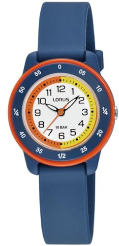 Lorus Youth 'Time Teacher' (27mm) White Dial/Blue Silicone Strap RRX53JX9