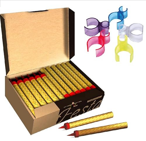 Zenda Club® Lot de 100 Fontaines d'Anniversaire 12 cm - Durée 60s + 5 Clips pour Fontaines à Gâteau - Pour Gâteaux, Bouteilles, Mariages, Baptêmes - Décoration Festive | Catégorie F1