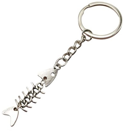 HXNH Fishbone Schlüsselanhänger, robust und tragbar, modisches Accessoire für Studenten und Büroangestellte, den täglichen Gebrauch, silberfarben, 53x30mm