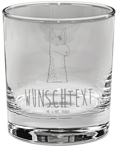 Mr. & Mrs. Panda Personalisiertes Gin Glas Lamakopf Genervt - Personalisierte Geschenke, 500 Ml Mit Namensgravur, Beste Freundin, Großes Wunschname, Azubi, Büroalltag, Chefin, Tumbler Namen, Lama