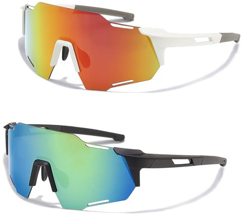 2Pcs Schnelle Brille, Sport Sonnenbrille, Polarisiert Fahrradbrille, Sportbrille für Damen und Herre, Winddicht UV 400 Schutzbrille für Outdooraktivitäten Wie Radfahren (2pcs)