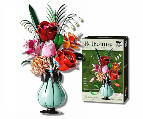 JOOZLEWELT Pandora 566 pcs Sukkulenten Bonsai Baustein Set,Pflanzen Klemmbausteine Blumen,Blumen Bausteine Mädchen,Mini Flowers Botanische Deko,Room Decor Heimdekoration