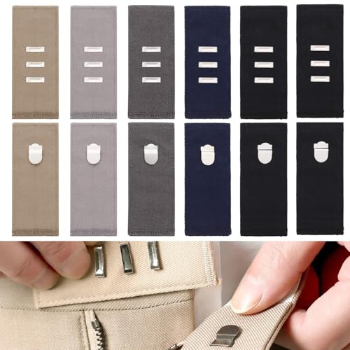 6PCS Hook Adjustable Waistband Extender, Hook Waist Band Extenders, Portable Soft Adjustable Hook Waistband Extender, Trouser Extenders for Men and Women, for Jeans,Skirts,Trousers,Pregnancy Maternity