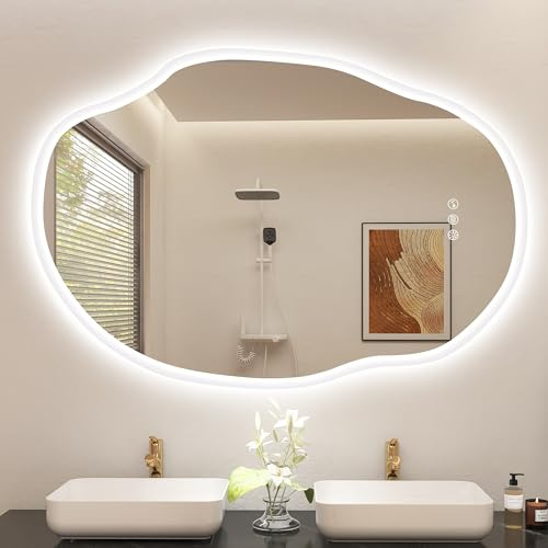 S'bagno Badspiegel-mit-Beleuchtung 700x1000 mm, Badezimmerspiegel-mit-Beleuchtung und Bluetooth, Entfoggen, 3000K/4000K/6500K, Dimmbar, IP44-LED-Badspiegel mit Speicherfunktion, Horizontal/Vertikal