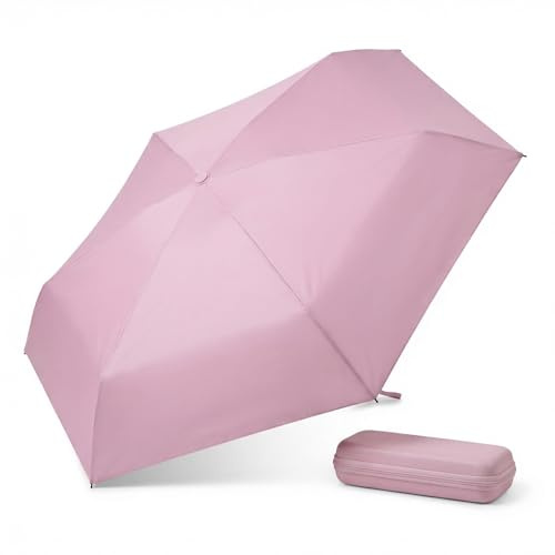 Mini Ombrello Tascabile, 24 Costole Impermeabile Ombrello da Viaggio Anti UV UPF>50+ Ombrello Portatile Antivento e UV Travel Ombrello Pieghevole per Borsa con Custodia per Donne Uomini Bambini