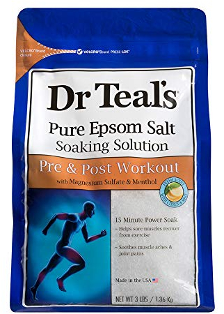 Pure Epsom Salt Soaking Solution von Dr. Teal's, Bittersalz-Lösung mit Magnesiumsulfat & Menthol für vor und nach dem Training, 1,36 kg
