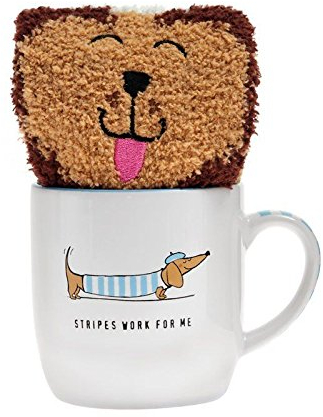 Aroma Home Sausage Dog Sox in a Mug, enamel, Blue, 9 x 11 x 14.5 cm