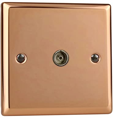Varilight 1-Gang TV Socket, Co-Axial Polished Copper