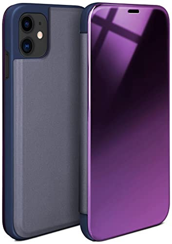 moex Void Case für Apple iPhone 11 Hülle in Hochglanz Optik, Clear View Cover Spiegelhülle, Flip Case 360 Grad Schutzhülle mit Spiegel, Rundumschutz Handyhülle, Blau