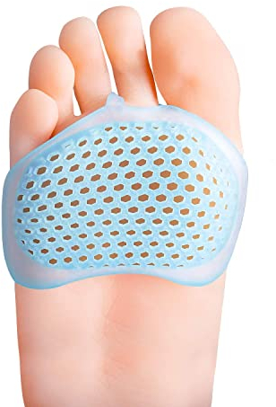 Bukihome Lot de 8 coussinets métatarsiens pour homme et femme, Coussinets en silicone pour pieds, Pour névrome de Morton, callosités, métatarse (bleu)