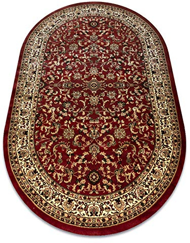 rugsx Teppiche ROYAL Klassisch, traditioneller, für das Wohnzimmer, Schlafzimmer, hohe Qualität, ADR 1745 Rotwein, oval 100x180 cm