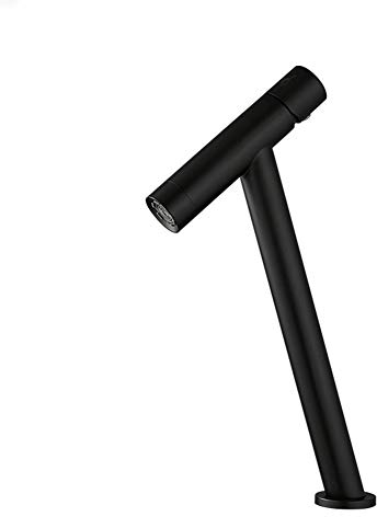 Wasserhahn Bad Waschtischarmatur, Schwarz Modern Einloch Messing Hoch Mischbatterie, Kaltes Und Heißes Wasser Vorhanden, Geeignet Für Badezimmer Und Waschbecken, Einhand-Waschtischbatterie, Badarmatur
