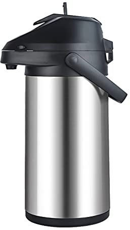 MESURE Dispensador de café Airpot con botón fácil, Servidor de Termo Aislado con Bomba, Acero Inoxidable Termos de café Grande Dispensador for café, Chocolate Caliente, té Helado