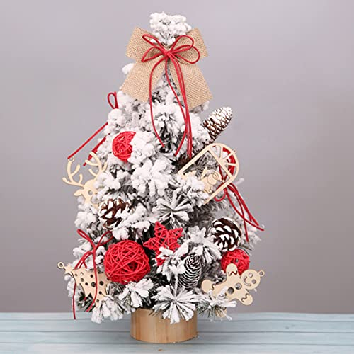 0℃ Outdoor Künstlicher Mini Tannenbaum Fertig Geschmückt mit Poinsettia Christbaumkugeln Beeren Im Topf Christbaum Tannenbaumkugel Kunsttanne Weihnachtsbaum Weihnachtsdeko,Rot,45cm