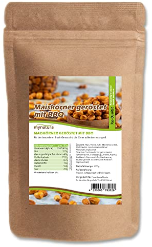 Mynatura Giant Corn Maiskörner geröstet mit BBQ I Getreide I Mais I Salzig I Snack I Vegan I Knusprig I Knabbern I Beutel (1x 1000g)