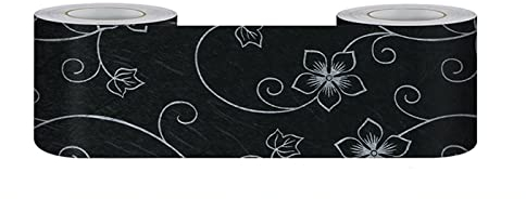 VisitRyl Frises Autocollantes DéCoratives Bordure De Papier Peint Frise Murale Adhesive Pour Cuisine, Salle De Bains,Chambre DéCoration Murale Motif Noir 15cm X 500cm