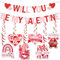 Yavxzvbw Valentinstag Banner 'Will You Be My Valentine' mit 6 hängenden Wirbeln in Pink mit Buchstabenmuster für Party und Valentinstag