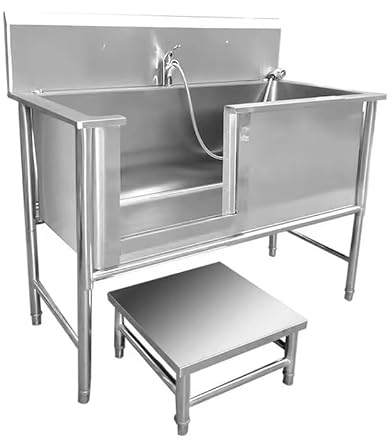 Professionelle Hundepflege-badewanne Aus Edelstahl Für Den Außenbereich, Hundewaschstation, Große Hundebadewanne Mit Schiebetür Für Große Hunde, Zu Hause, Gewerblich(120cm)