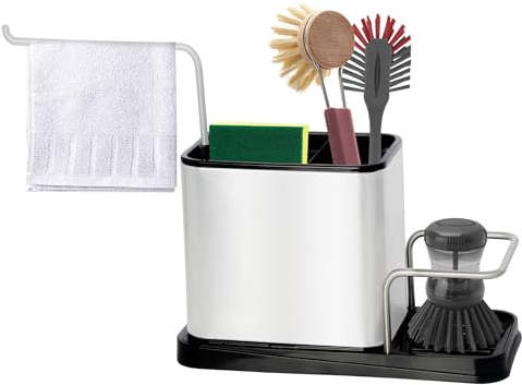 Essential Premium Stainless Steel Kitchen Sink organizers - Tidy Organizer with Drip Tray- Kitchen Sink Organiser Sponge Holder – Cleaning Utensil & Cloth Holder