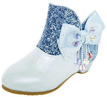 Generisch Stivali e stivali invernali Bowknot carino bambini stivali donna cerniera laterale bambini stivali principessa stivali da neve 36, Blu, 34 EU