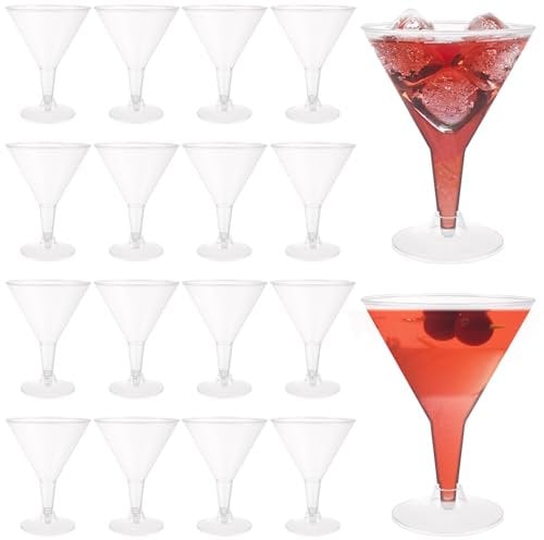 GBACHOOSE Lot de 60 verres à martini en plastique, 180 ml, verres à cocktail réutilisables et réglables pour champagne, mocktail, margarita