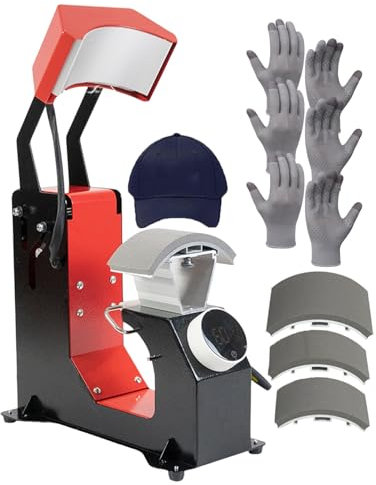 forplubossmmp Máquina De Prensado Térmico para Gorras, Máquina De Transferencia Térmica para Gorras De 1 A 999S, Placa De Prensado Térmico 3 En 1 Y Máquina De Planchado De Gorras por Sublimación