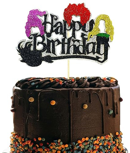 Hocus Pocus Happy Birthday-Kuchenaufsatz, Halloween-Hocus-Pocus-Kuchenspieße, Hexenhaar-Kuchendekorationen für Halloween-Babyparty, Kindergeburtstagsparty-Dekorationen