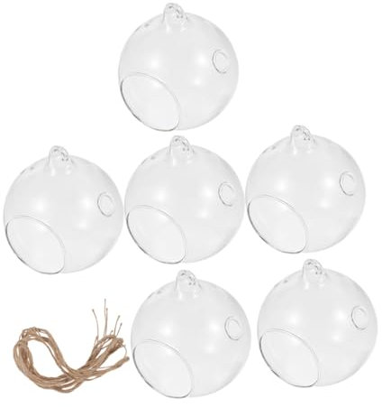 HAWILLOSCH 6pezzi Portacandele Vetro Sospeso Portacandele Tealight Vetro Trasparente Con Da Appendere Decorazioni Matrimoni Feste e Speciali