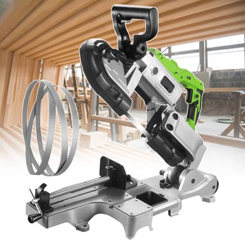 Professional Workshop Bandsaw Machine | 1100W Portable Metal/Wood Cutter | 0-45° Mitre Angle | Cold Cut Technology | No-Spark Cutting | Wheels & 6 Blades Included