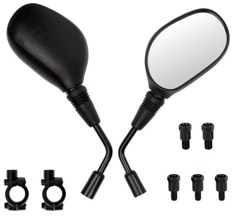 Universal E mark Motorcycle Mirrors M8 M10 Set, ATV Mirrors 7/8 inches 22mm Handlebar Clamps, Side Rearview Mirrors compatible with ATV, Dirt-Bike, Moped, E-bike