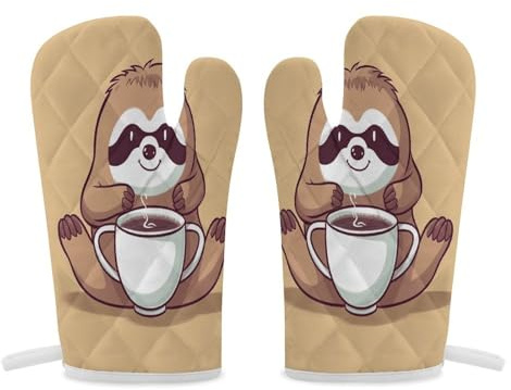 Yoga sengångare kaffe ugn vante halkfri mini ugnsvante hög värmebeständiga kökshandskar mjuka bekväma ugnsvantar hängande förvaring köksvantar matlagning ugn handske 1 par