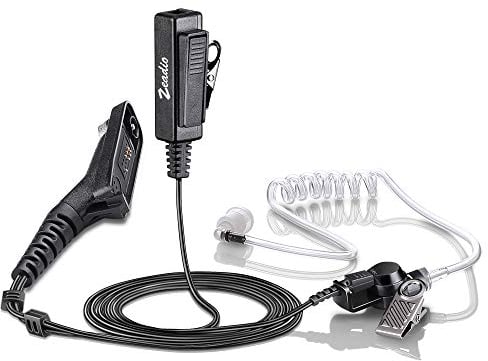 zeadio Surveillance Covert Air Acoustic Tube Walkie Talkie Earpiece Headset with Push-To-Talk Microphone for Motorola Multipin Two Way Radio