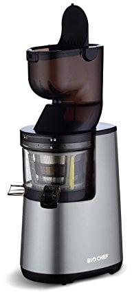 BioChef Atlas Whole Slow Juicer - Für ganze Früchte/Entsafter / 250W / mit dualem breitem Einfüllsystem und lebenslanger Garantie auf den Motor - Silber