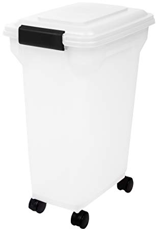Iris Ohyama Hundefutter Aufbewahrung mit Rollen, 20L/7.5kg, Weiß, Luftdichte Futterbox, Trockenfutter, Futterbehälter, Für Hunde, Katzen, Tierfutterbehälter, Schaufel, BPA-frei, Futtertonne, ATS-M