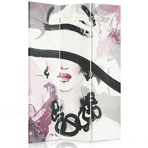 Feeby Paravent Glas Wasser 110x150 cm 3 Teilig Modern Design einseitig Raumteiler Wandschirme Foto Trennwand Raumtrenner Sichtschutz Spanische Wand auf Leinwand Bedruckt Weiß Rosa Schwarz