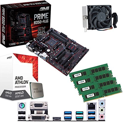 AMD Athlon X4 950 3.5Ghz Quad Core CPU, ASUS Prime B350-PLUS Motherboard & 32GB 2133Mhz Crucial DDR4 RAM Pre-Built Bundle