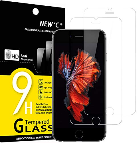 NEW'C 2 Stück für iPhone 6, iPhone 6s für Panzerglas, Frei von Kratzern, 9H Härte, HD Displayschutzfolie, 0.33mm Ultra-klar, Ultrabeständig