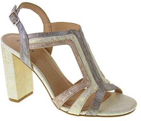 MENBUR 20202 0097 Sandali Donna con Tacco Largo E Alto 90MM Color Rosa Pelle (39 EU)