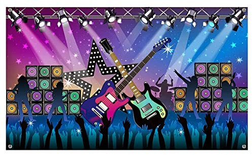 Pyanegn Suministros de DecoracióN para Fiestas de Karaoke, Cartel de TelóN de Fondo de Fiesta de Vacaciones de Estrella de Rock de Tela Grande para Fiesta de