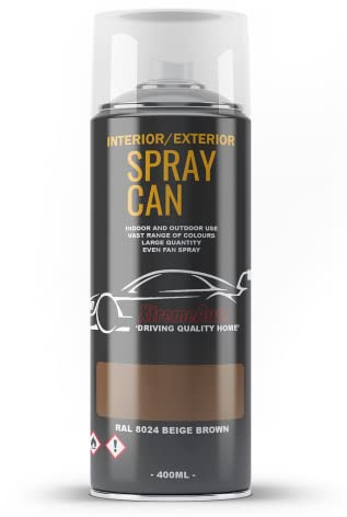 Xtremeauto Spray Paint Finish For Indoor And Outdoor Use Garden Cars Home Kitchen Bathroom Furniture Art Craft Bikes Radiators Metal Wood Plastic Glass UPVC Stone PVC RAL 8024 Beige brown