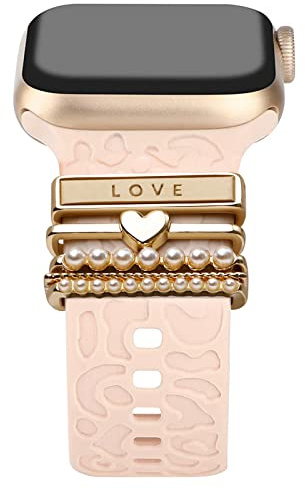 POPIGROUND Klockband berlocker dekorativa ringar öglor kompatibla med Apple Watch 38/40/41 mm 42/44/45 mm glidmetall klockarmband tillbehör berlock för iWatch serie 8 7 6 5 4 3 2 1 (inget klockband