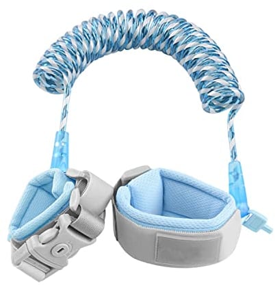 GERUI Kinderleine,Mit Schlüssel Kinder Sicherheitsleine,Anti-Verloren Handgelenk Gürtel Kinder,Sicherheit Handschlaufe 360°Drehung,Elastisches Drahtseil,Atmungsaktiv Baumwolle Armgelenk Band (Blau)