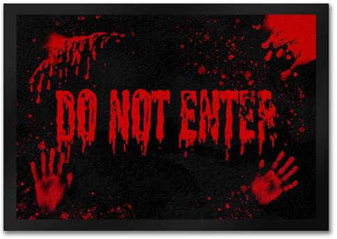 speecheese Do Not Enter Horror Halloween Blutbad Fußmatte in 35x50 cm mit Blutspritzern witzige Fußmatte in 35x50 cm für Halloween mit blutigem Motiv sorgt für gruselige Stimmung und warnt