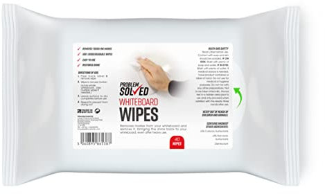Problem Solved - Whiteboard Wipes | Alcohol-Free Drywipe Boards Cleaner Ideal for Schools, Office and Classrooms - 40 Pack
