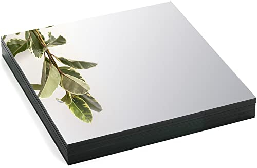 Suwimut Set of 16 Square Mirror Candle Plate, 20×20cm/8 x 8 Inch Square Mirror Tray Wall Mounted Mirror, Frameless Glass Mirror Tiles for Table Wedding Centerpieces, Party Decor, Crafts, 1.7mm